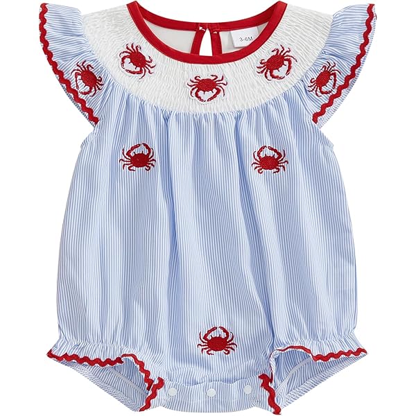 Amazon.com: Lenjindjer Infant Baby Girl Smocked Outfit Striped